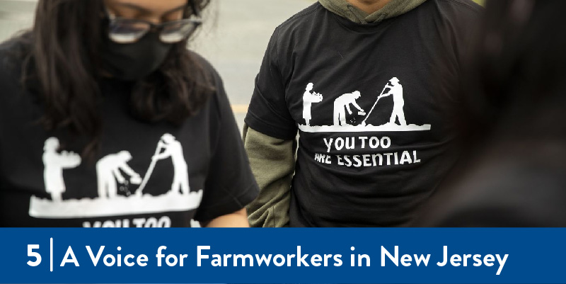 Organizers wearing shirts supporting farmworkers