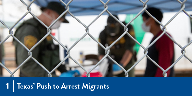 1 - Texas' Push to Arrest Migrants People at a detention center