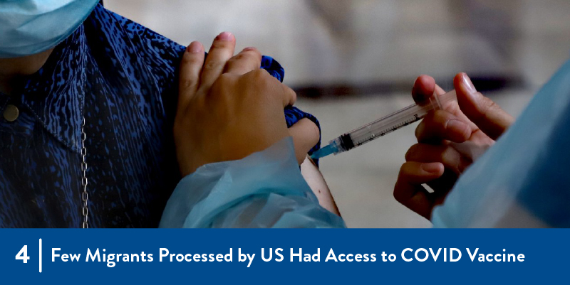 4 - Few Migrants processed by US had access to COVID Vaccine A person receiving a vaccination