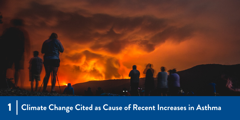 1 - Climate change cited as cause of recent increases in asthma A wildfire burning on mountain