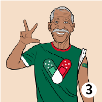 A man holding up 3 fingers