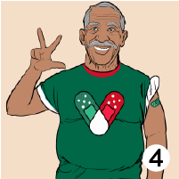A man holding up 3 fingers