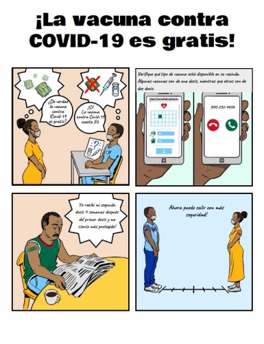 The COVID-19 Vaccine Is Free! Comic - Spanish