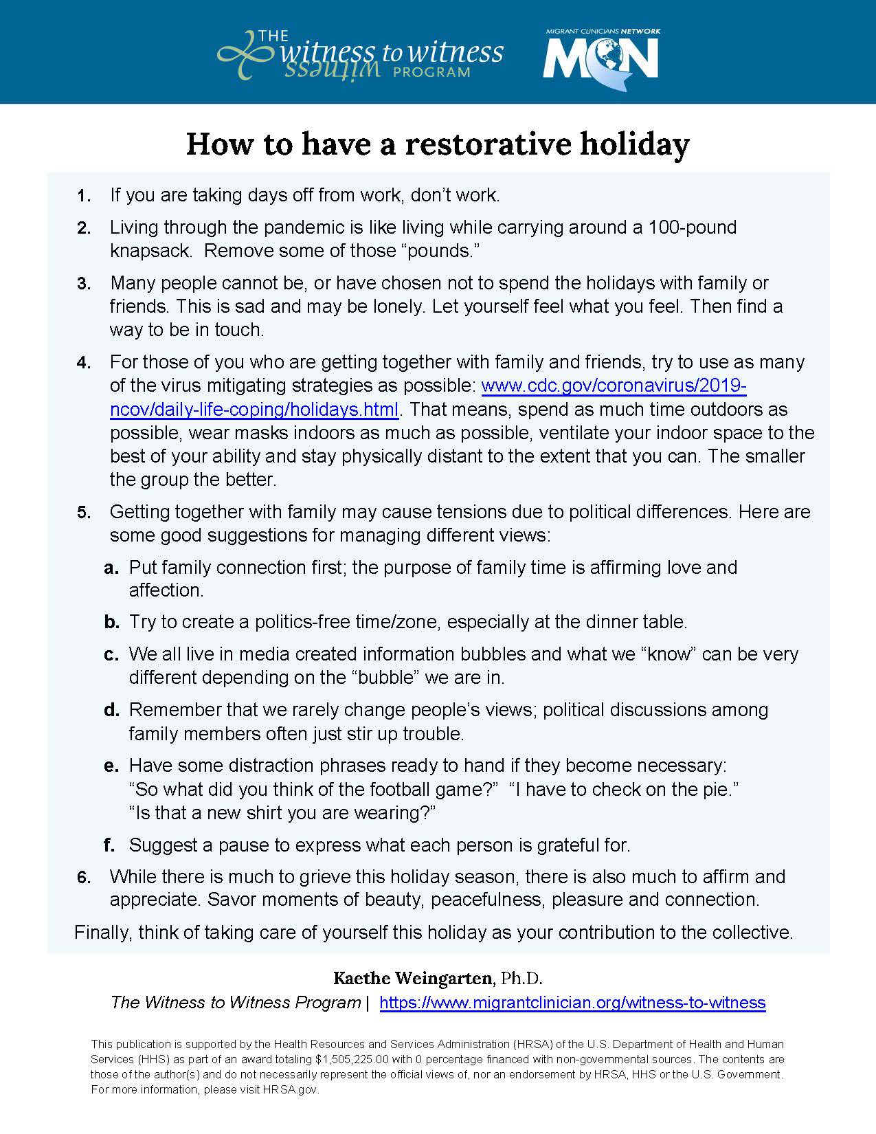 How to have a restorative Holiday
