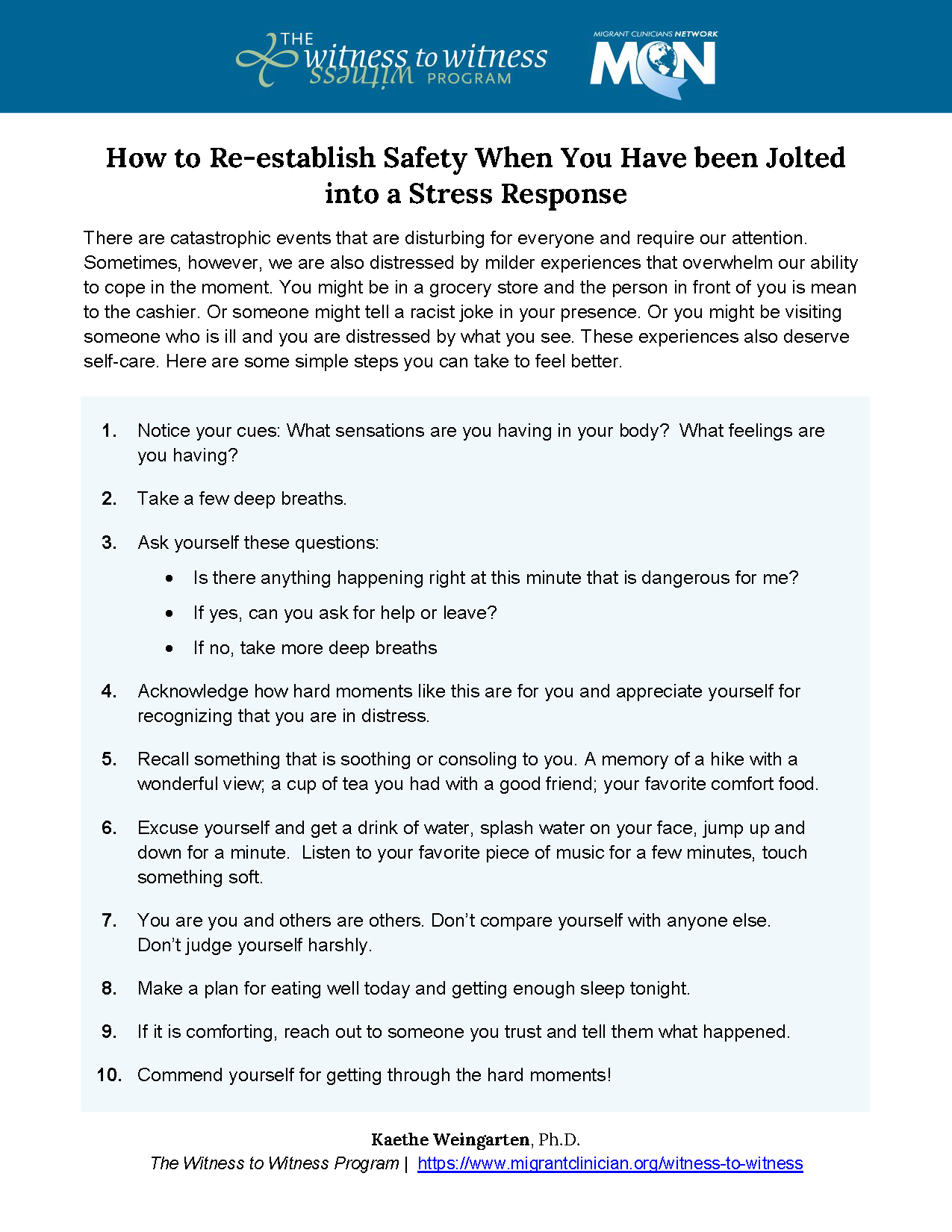 How to Re-establish Safety When You Have been Jolted into a Stress Response