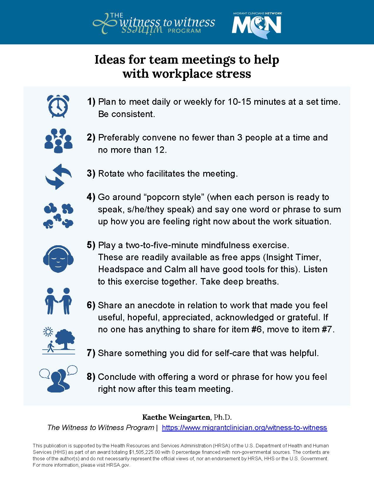 Ideas for team meetings to help with workplace stress