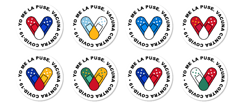 Stickers featuring the colors of flags from across central and south america. 