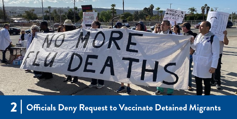 Doctors protest border official decision to deny vaccinations to migrants in detention