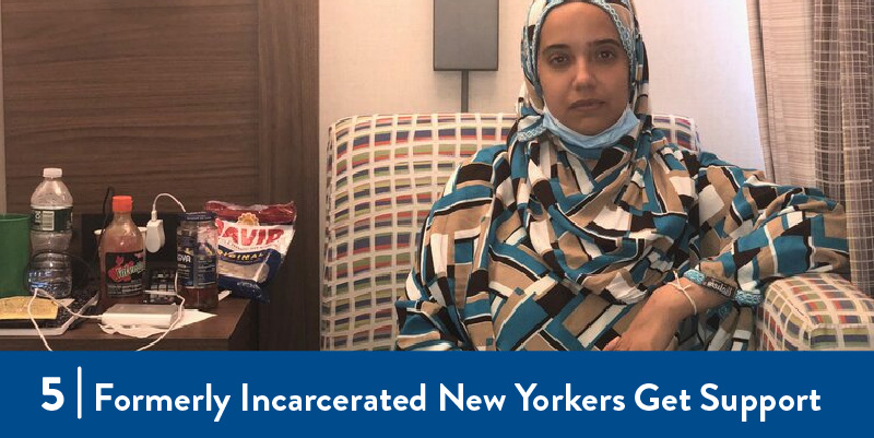 A formerly incarcerated New Yorker in her hotel room