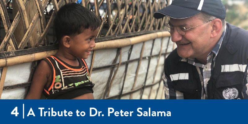 Dr. Peter Salama speaks with a child in Bangladesh