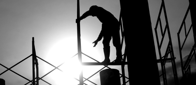 Construction worker on scaffolding