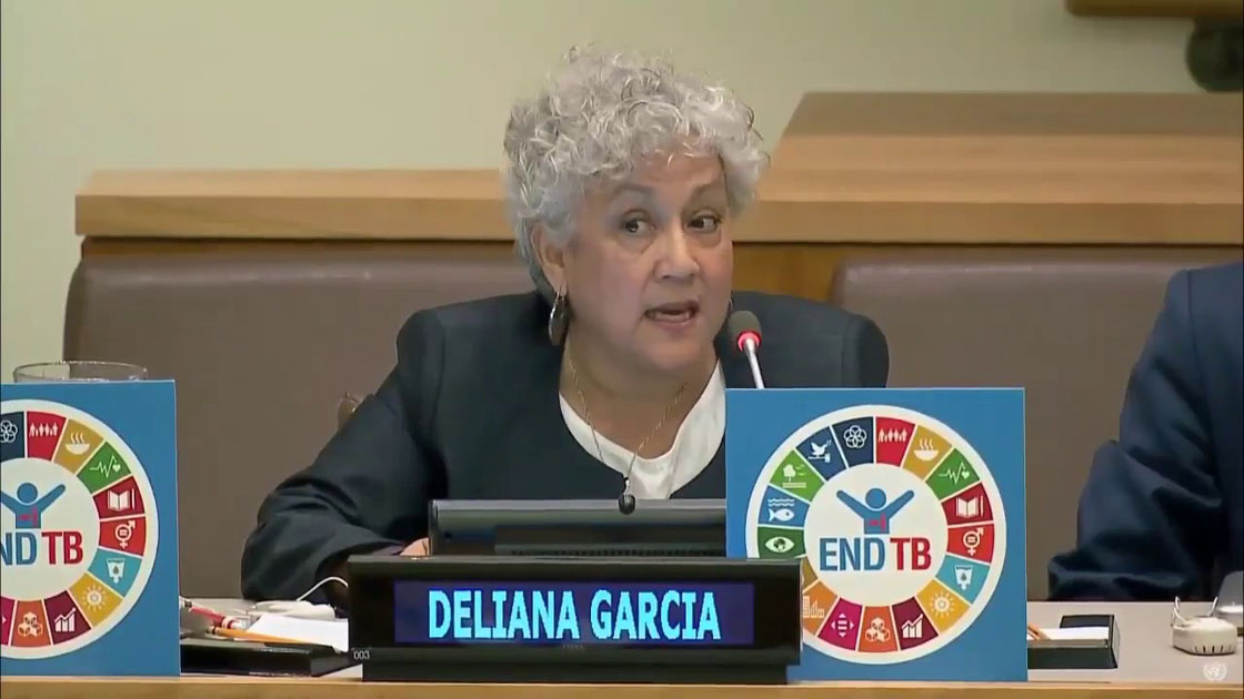 Deliana Garcia speaking on UN End TB Panel