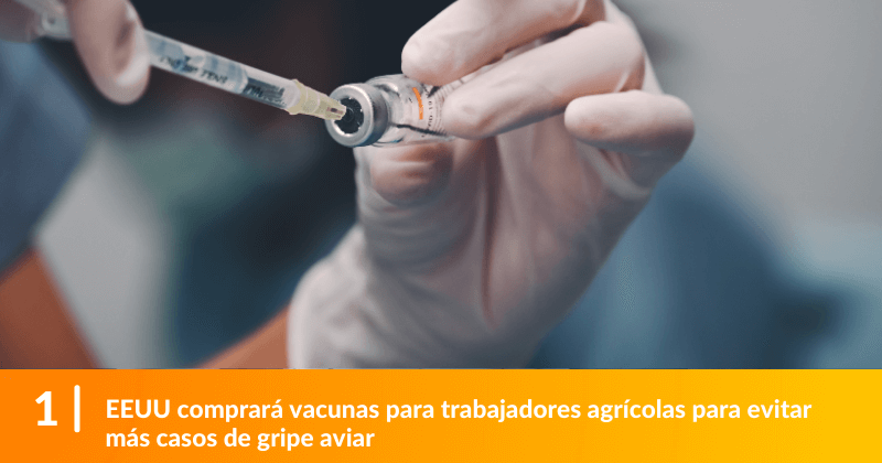 EEUU comprará vacunas para trabajadores agrícolas para evitar más casos de gripe aviar. 