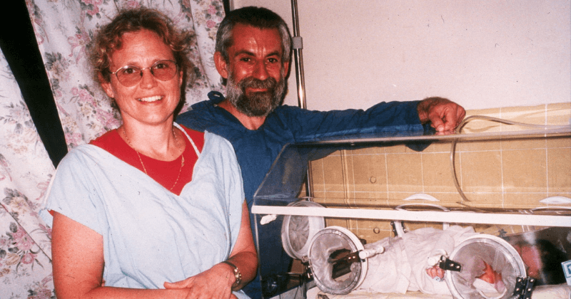 Candace Kugel and Ed Zuroweste with a newborn baby