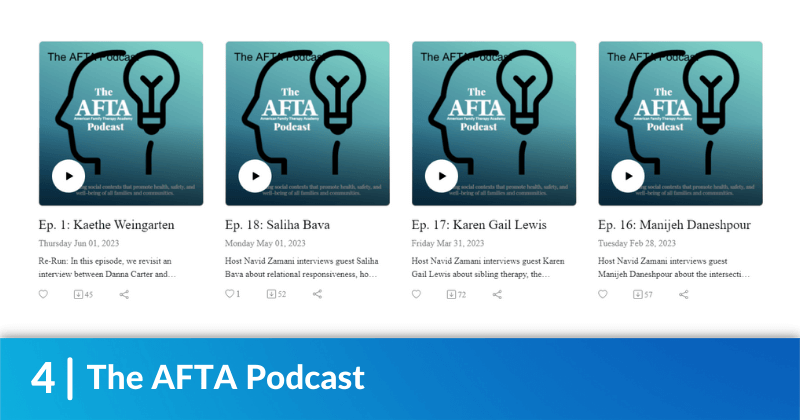 A screenshot of the podcast webpage on the AFTA website