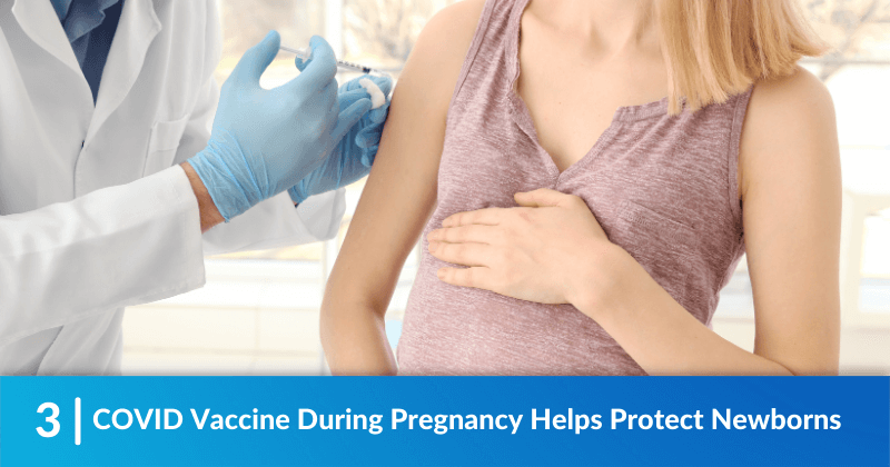 A pregnant woman receiving a vaccine
