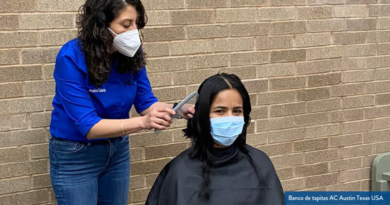 MCN's Jessica Calderón cuts hair for donation to Project Rapunzel.