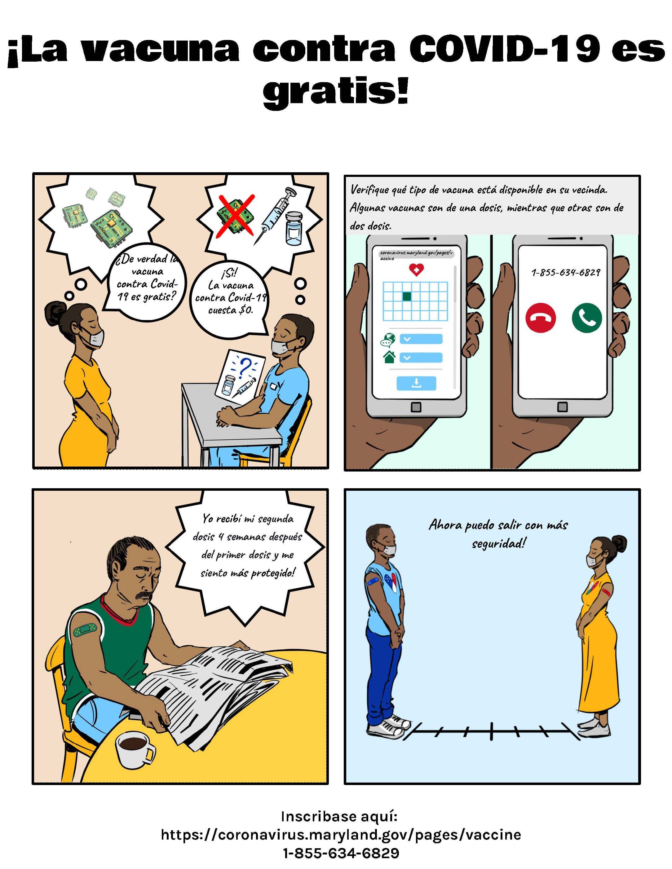 Maryland La Vacuna Contra COVID-19 es Gratis Comica