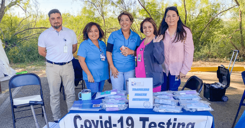 A COVID testing booth at the BHW event