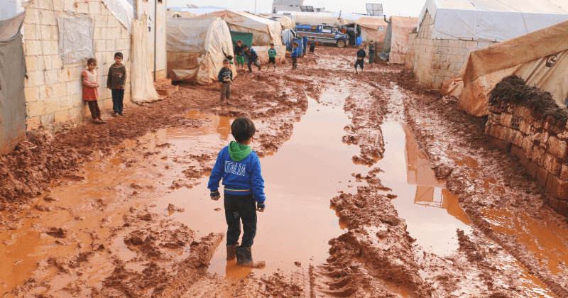 A child in a refugee camp