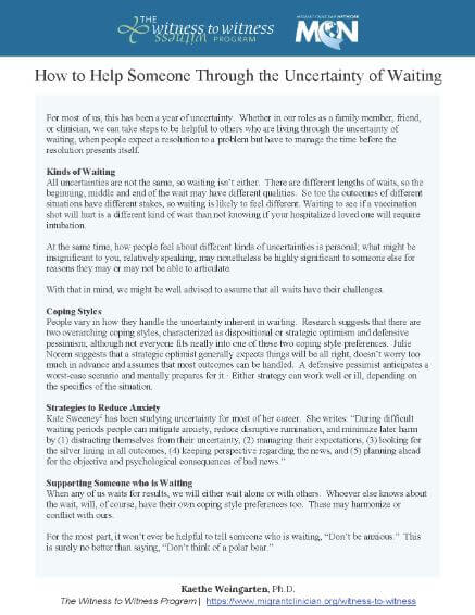 How to help someone through the uncertainty of waiting