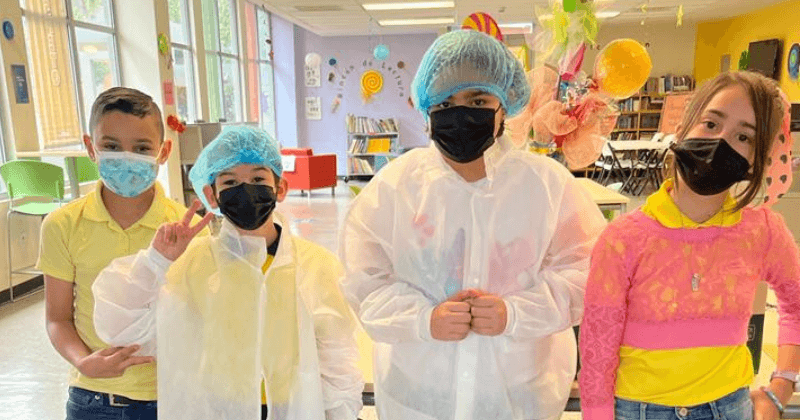 Students wearing PPE