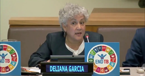 Deliana Garcia speaking on UN End TB Panel
