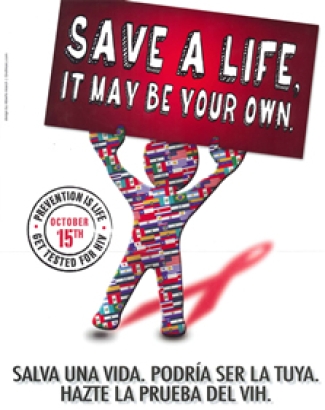 BANNER: Save a Life. It may be your own. National AIDS Awareness Day.