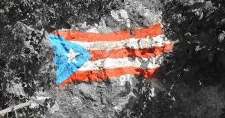 Puerto Rico flag painted on rock